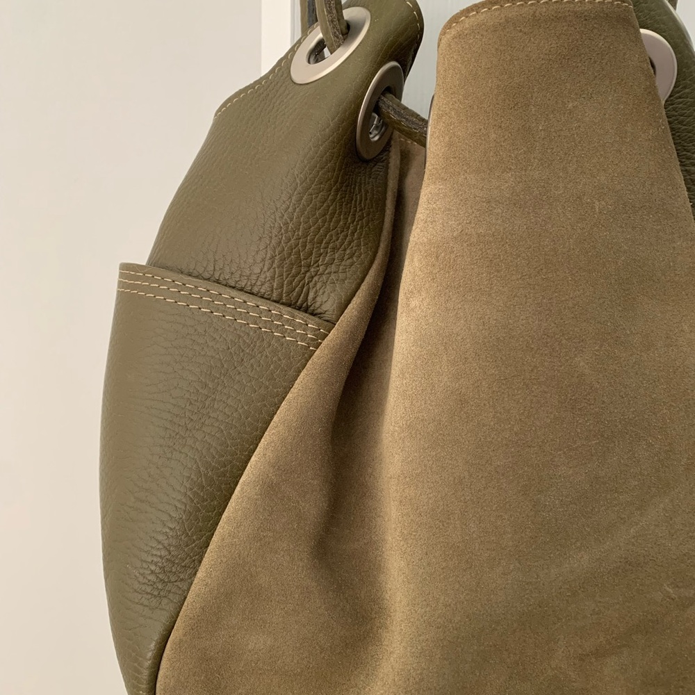 J. Jill Genuine Leather and Suede Olive Shoulder Bag - Picture 2 of 5